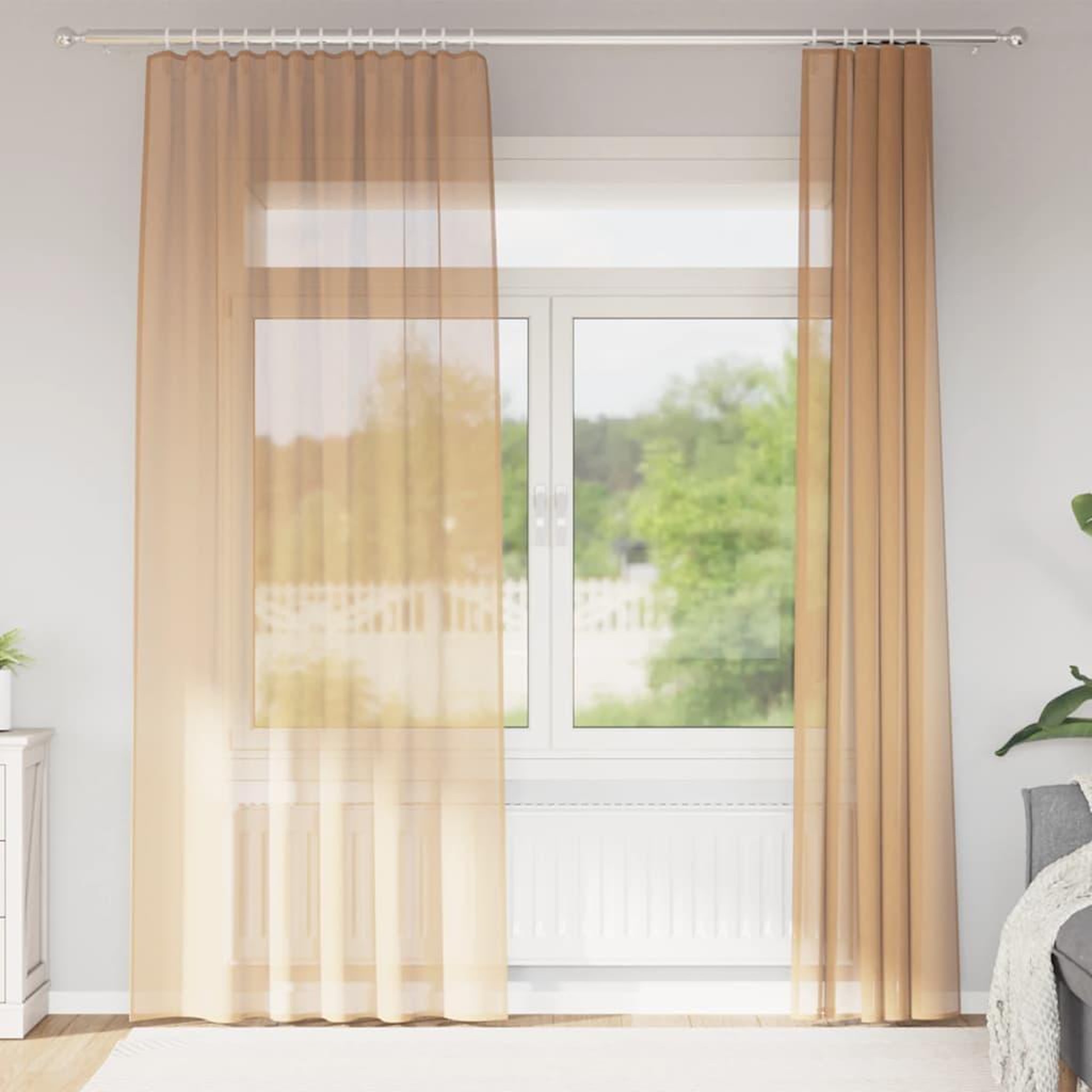 VIDAXL Rideaux en voile avec boucles 2 pcs sable 140x225 cm