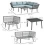 Voir la diapositive 3 : OUTSUNNY Salon de jardin d'angle 5 places 4 pièces coussins inclus alu. résine tressée gris