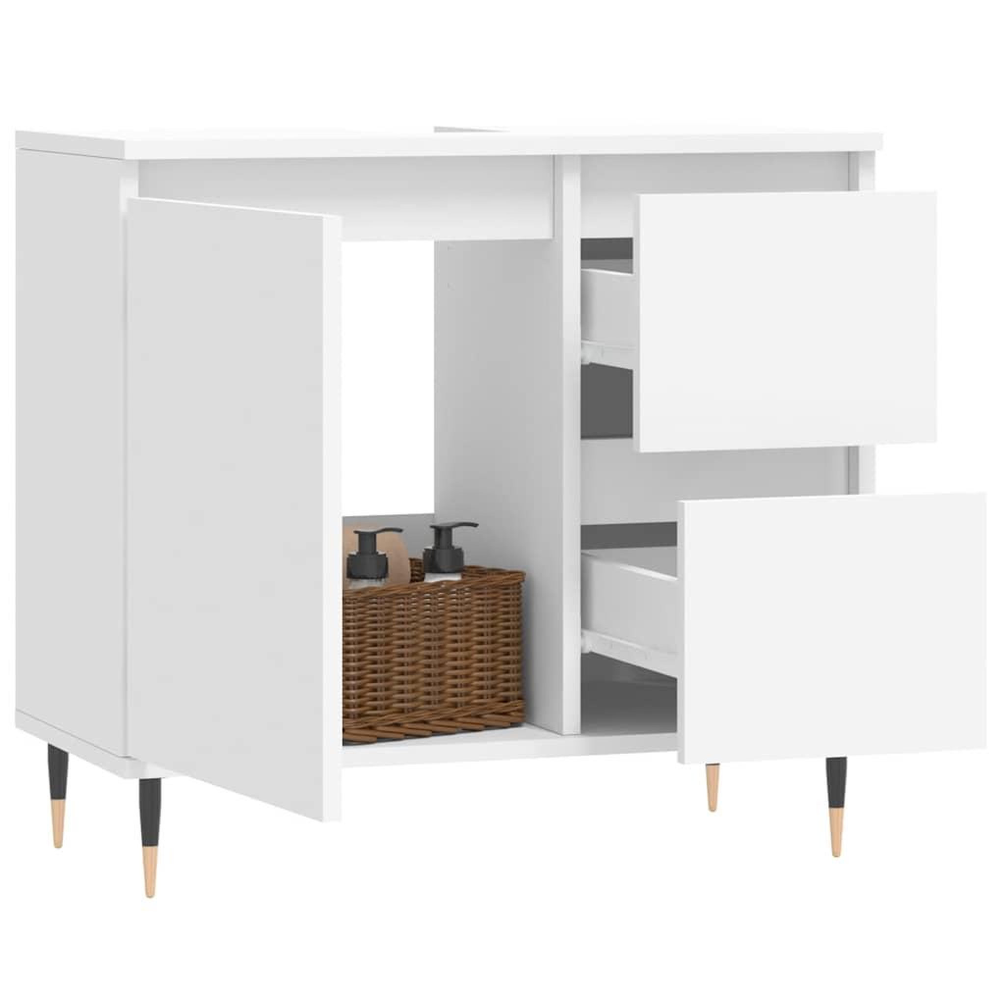 Voir la diapositive 3 : VIDAXL Armoire de salle de bain blanc 65x33x60 cm bois d'ingenierie