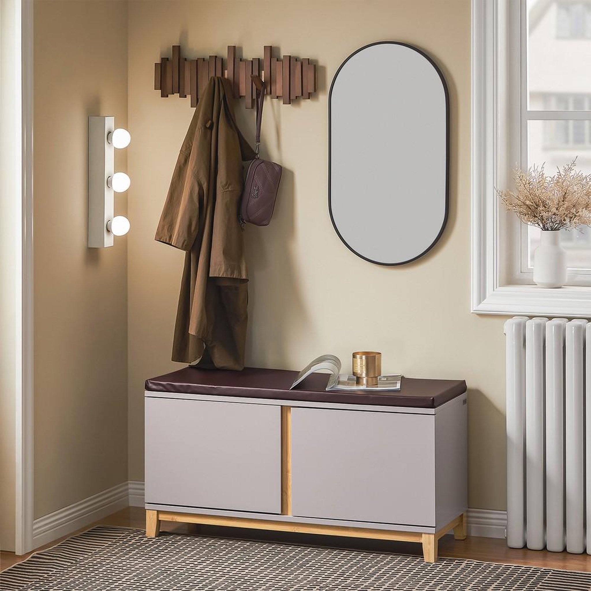 Voir la diapositive 2 : SOBUY SoBuy - Banc de rangement à chaussures avec deux portes - Nordique - FSR117