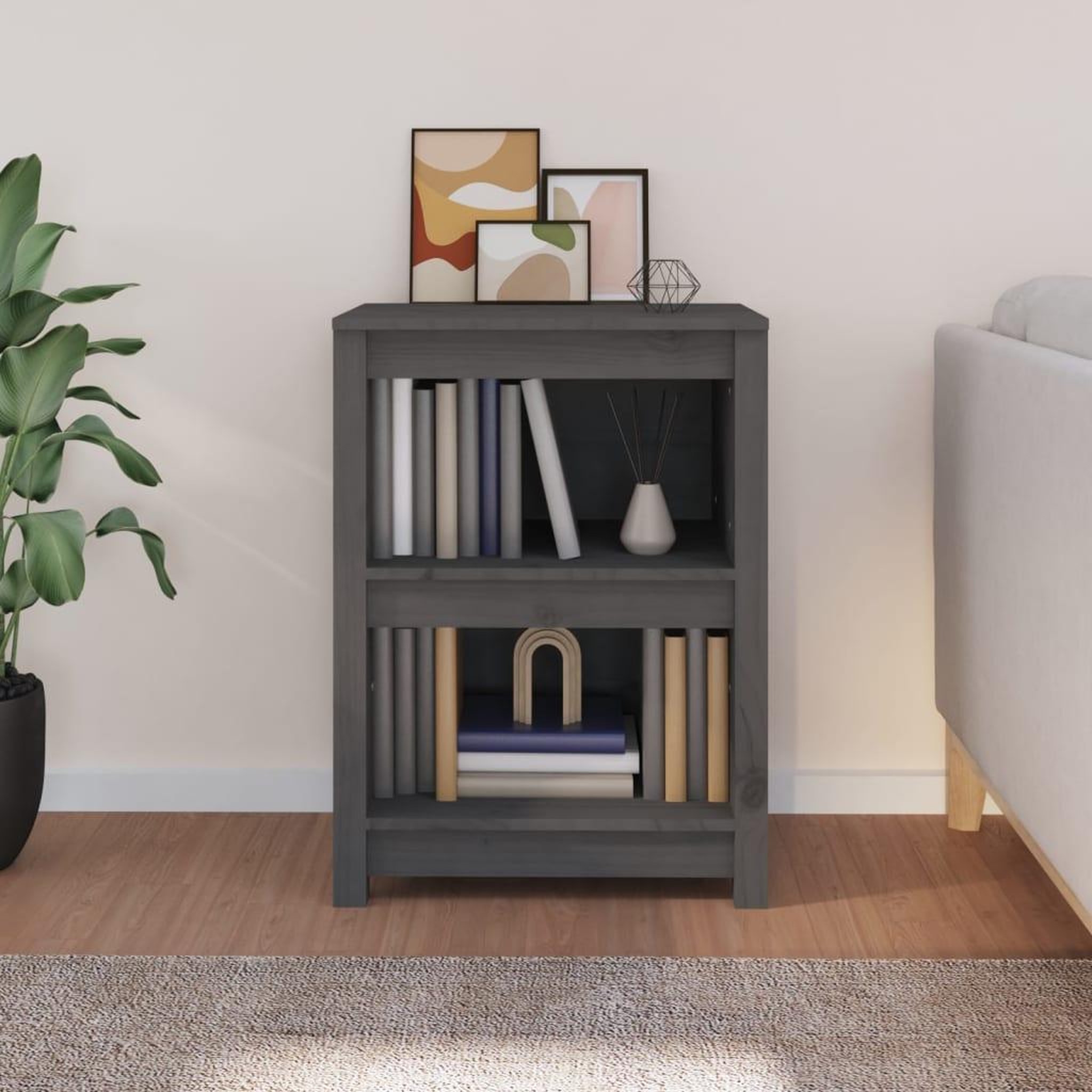 Voir la diapositive 3 : VIDAXL Bibliotheque Gris 50x35x68 cm Bois de pin massif