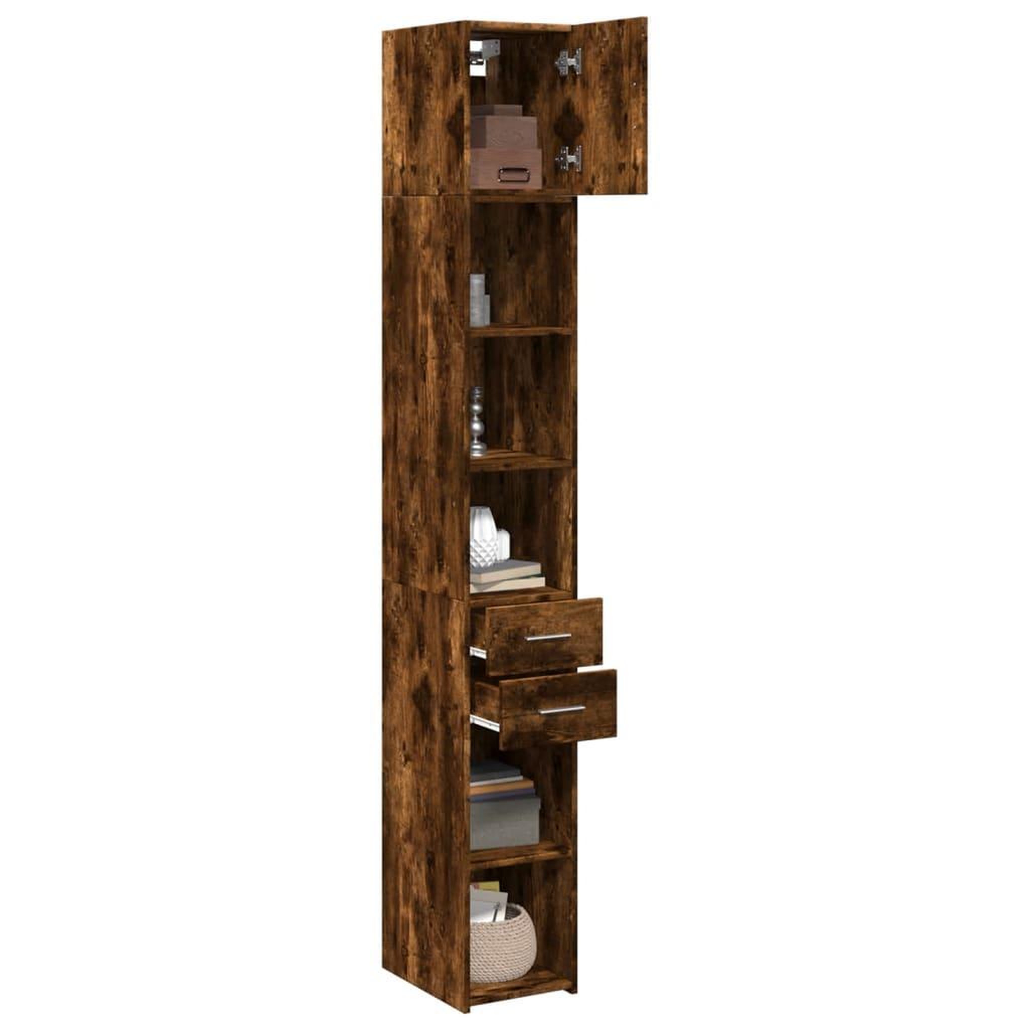 Voir la diapositive 3 : VIDAXL Armoire de rangement mince chene fume 30x42,5x225 cm