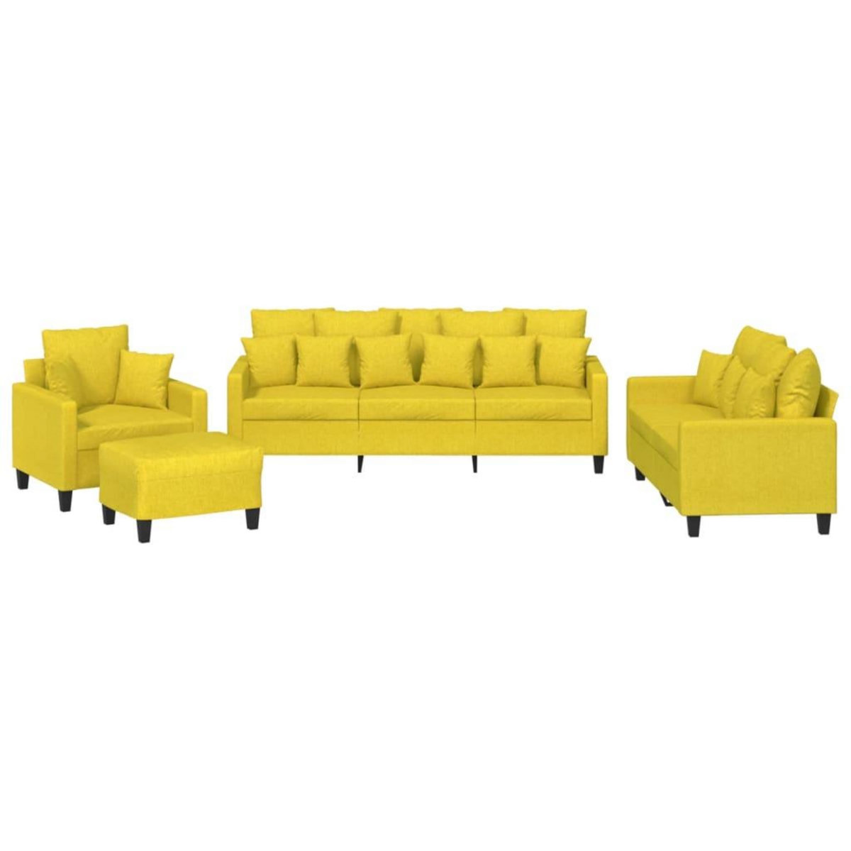 VIDAXL Ensemble de canapes 4 pcs avec coussins jaune clair tissu