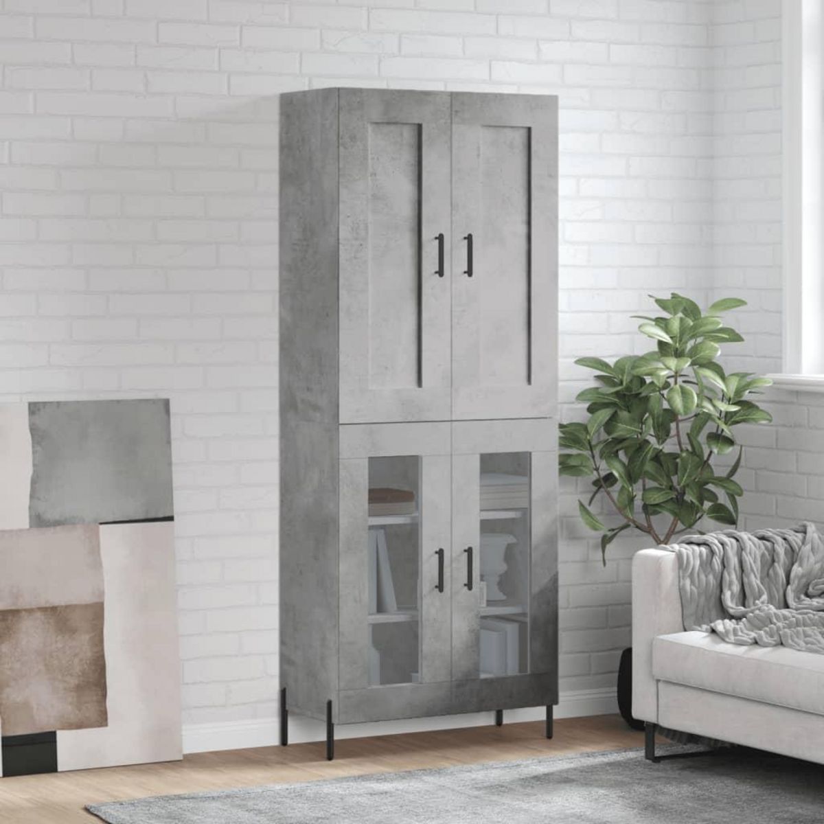 VIDAXL Buffet haut Gris beton 69,5x34x180 cm Bois d'ingenierie