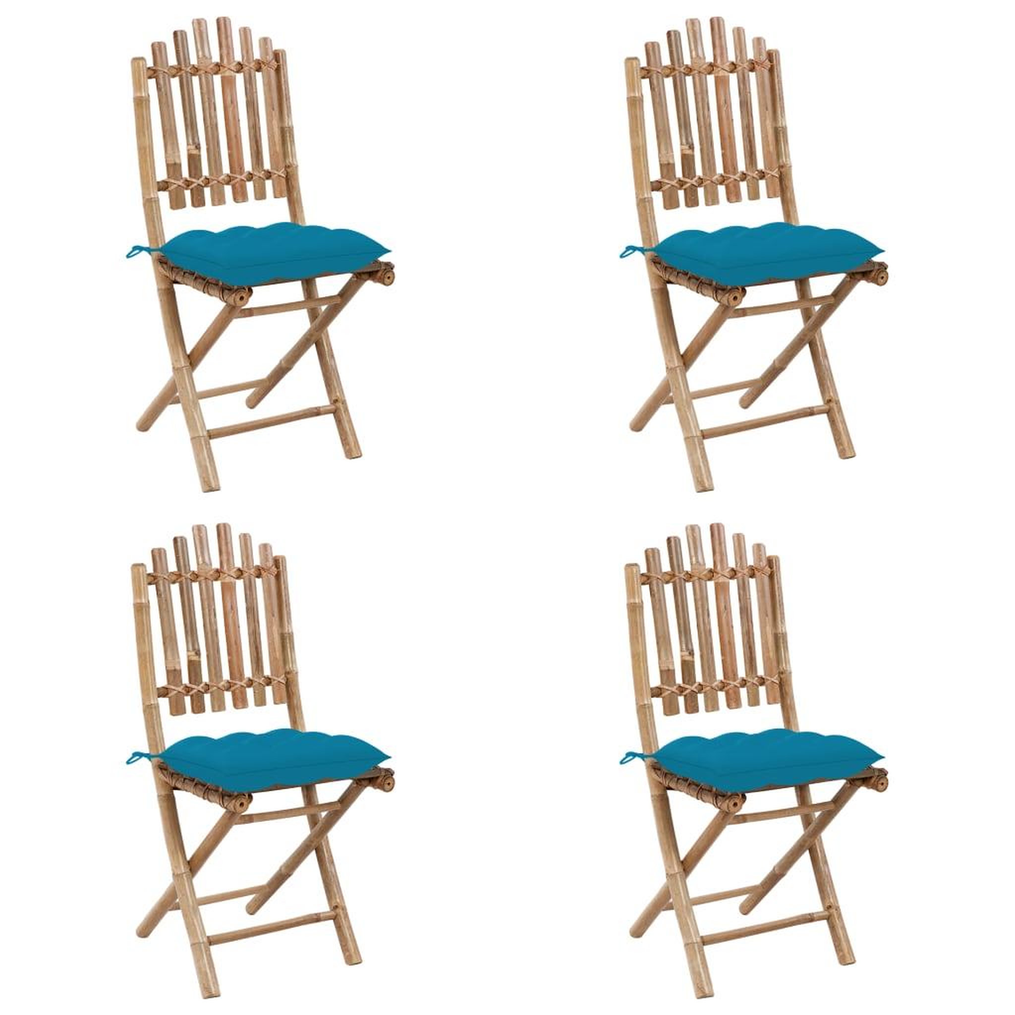 Voir la diapositive 3 : VIDAXL Ensemble a manger d'exterieur pliable 5pcs avec coussins bambou