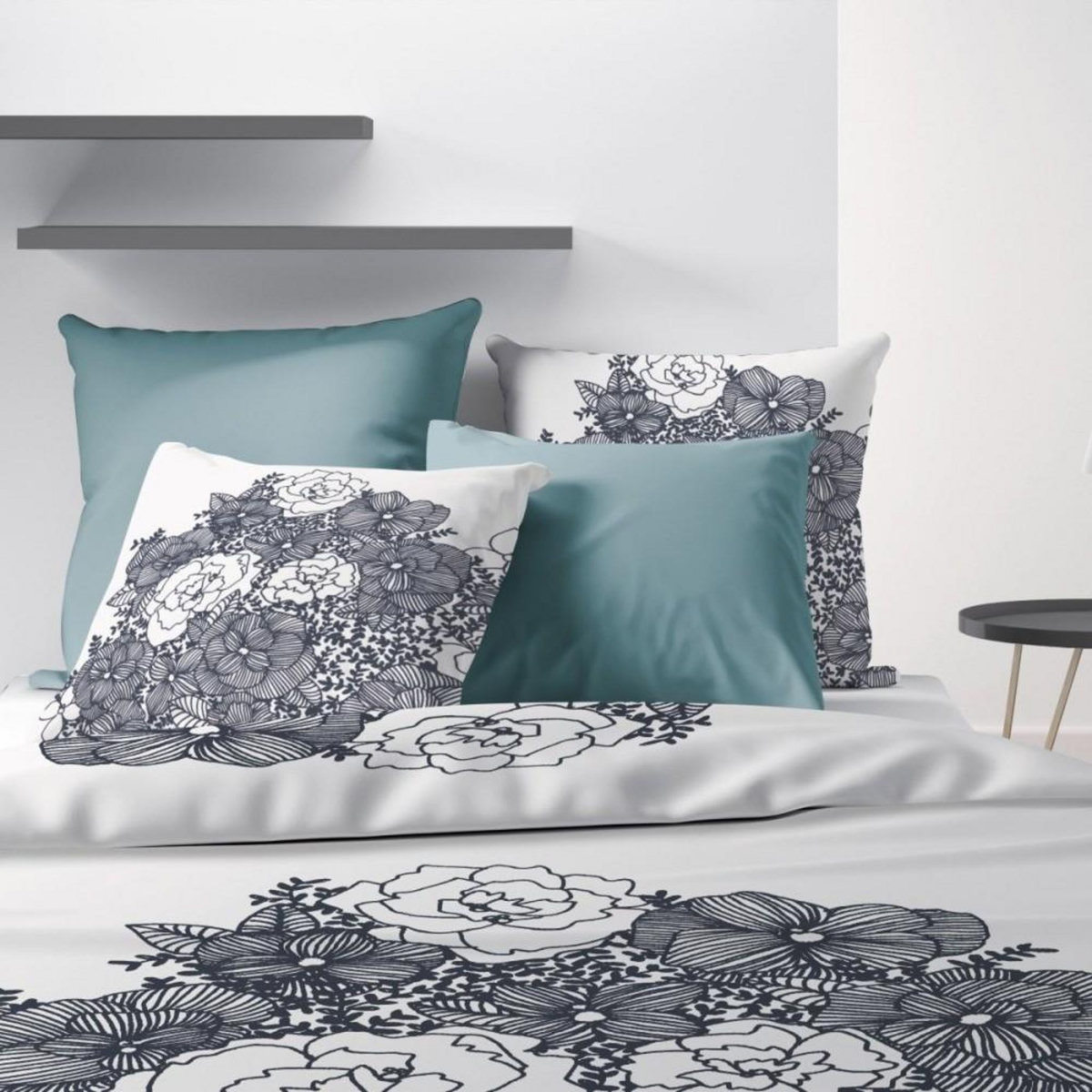 ATELIER DU COTON Housse de couette 240x220 Avec Amour + 2 taies coton bio 47 fils
