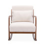 Voir la diapositive 6 : SWEEEK Fauteuil à bascule design en bois et tissu. bouclettes blanches. structure hévéa teinté noyer foncé