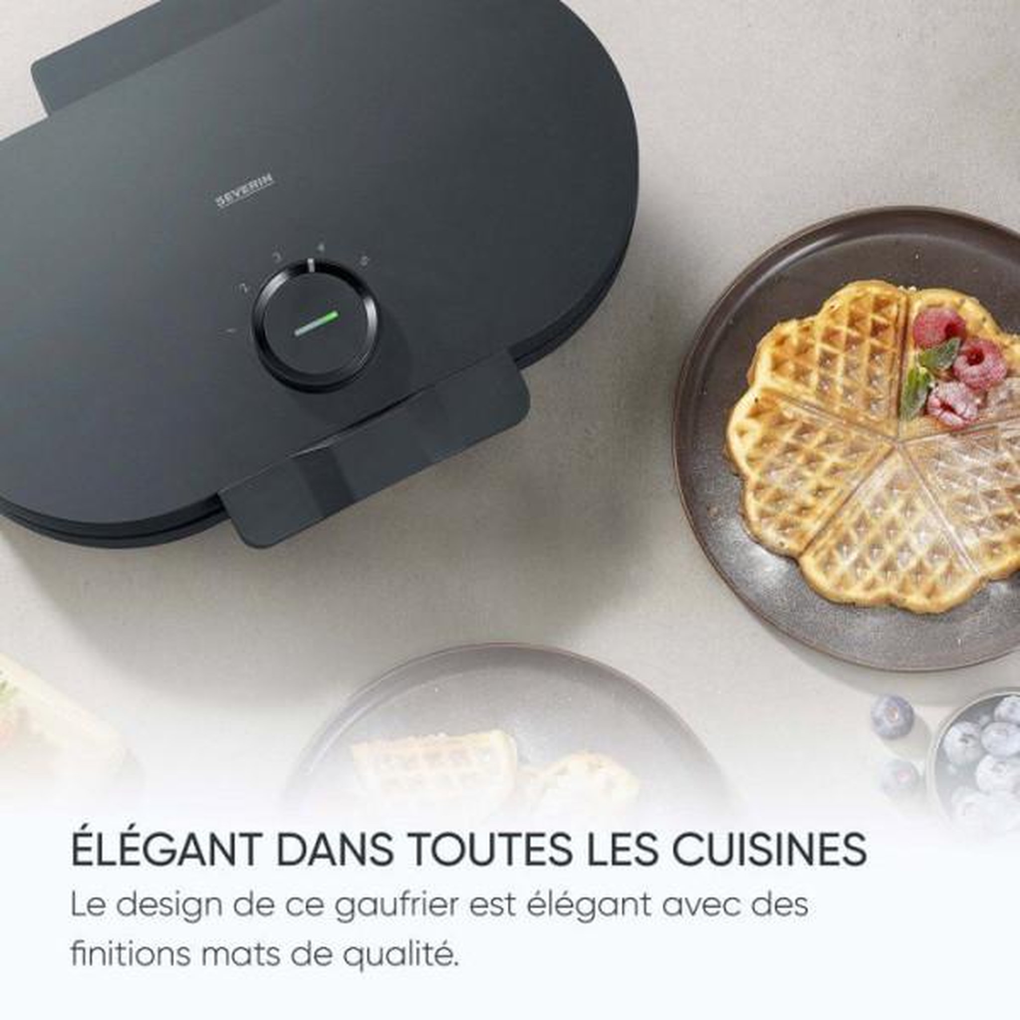 Voir la diapositive 5 : SEVERIN Machine a Gaufre - Gaufrier Electrique  duo - SEVERIN - WA2118 - 1200 W - Formes de coeur - Revetement céramique anti-adhésif - Noir