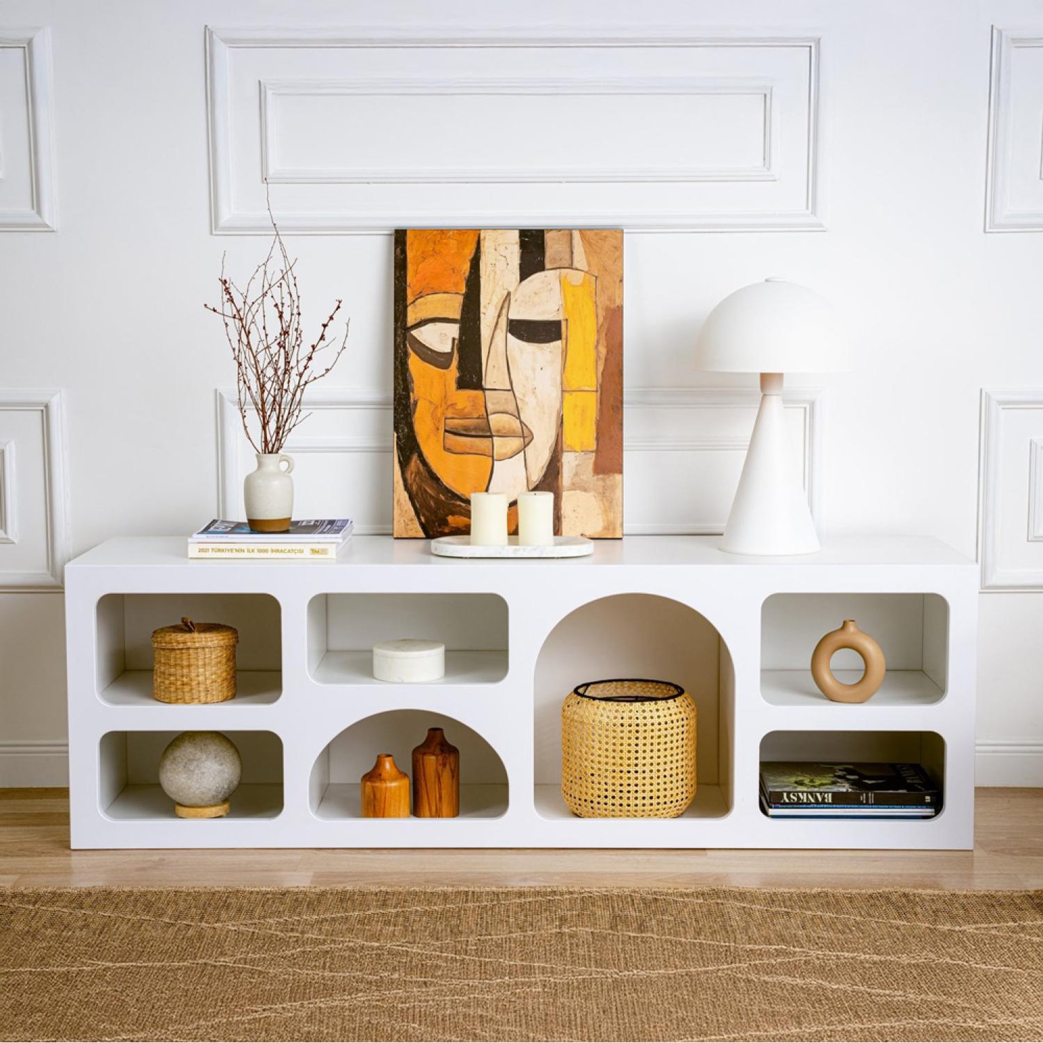 Voir la diapositive 5 : CONCEPT USINE Buffet bas 7 niches design organique blanc 160x50cm ferlis