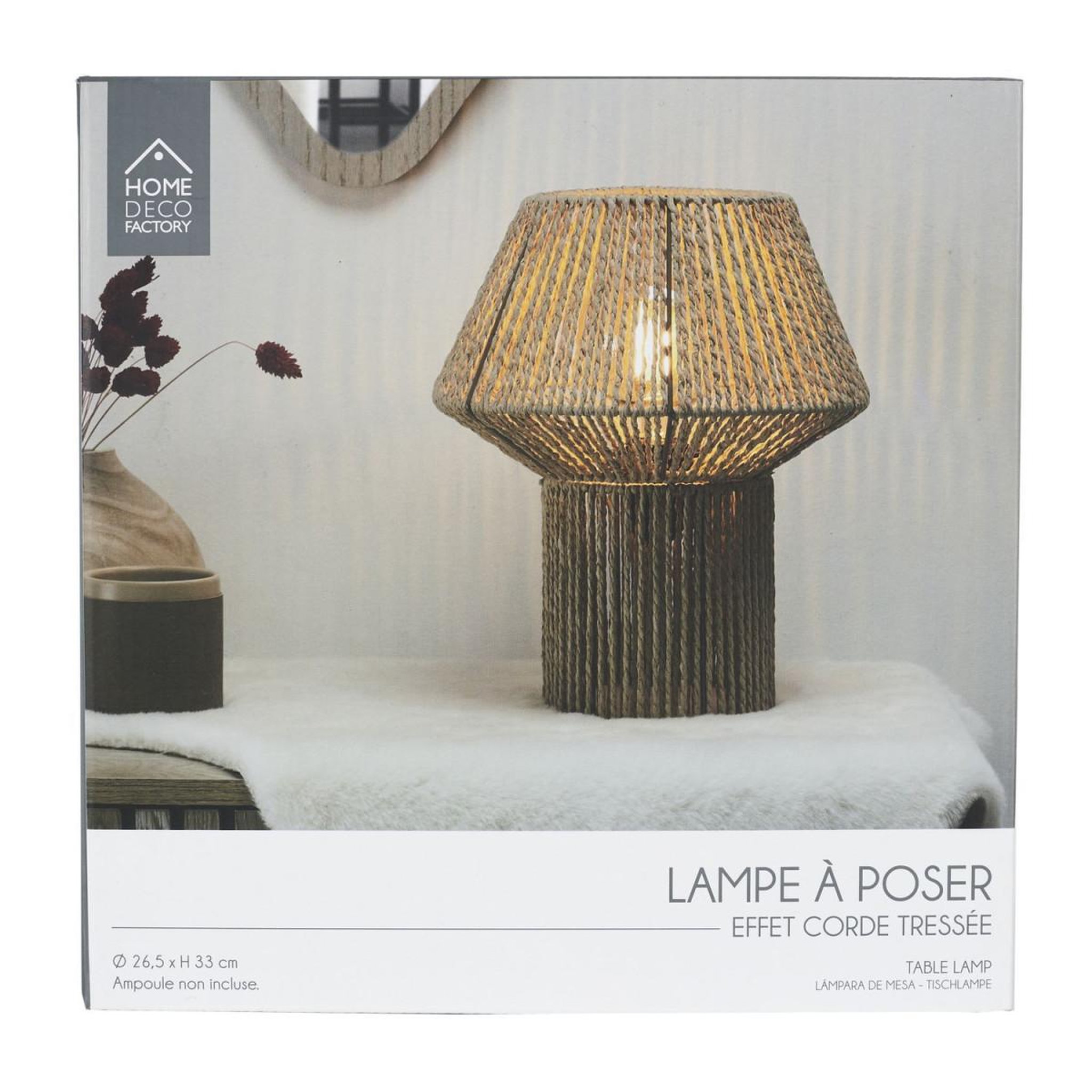 Voir la diapositive 6 : The Home Deco Factory Lampe à poser  corde tressée  33cm naturel