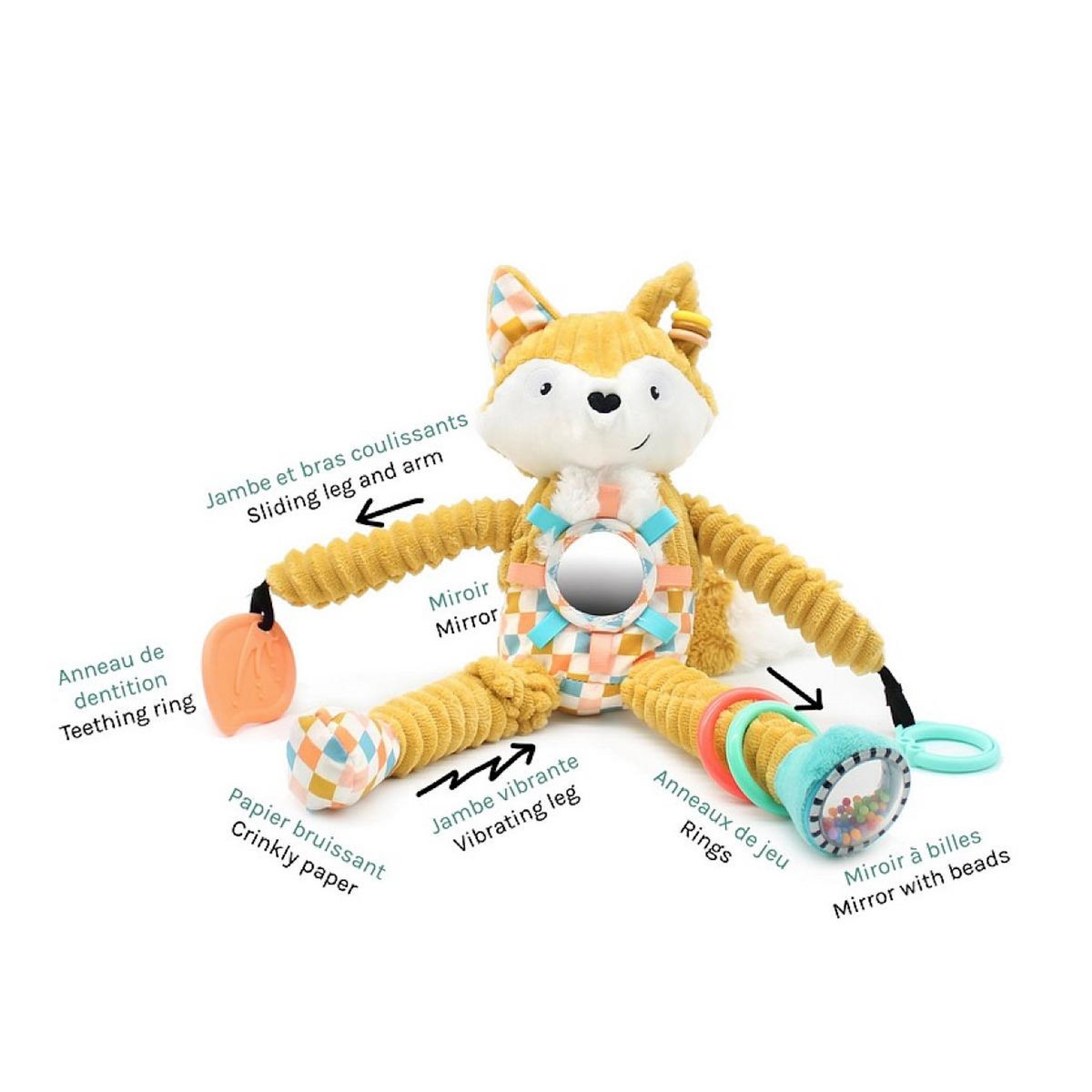 LES DEGLINGOS peluche d'activites nomade cyranos le renard