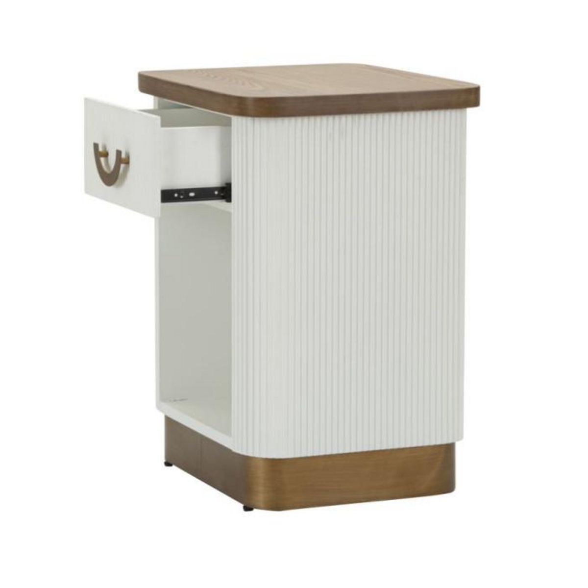 Paris Prix Table de Chevet en Bois  Tolosa  62cm Blanc & Naturel