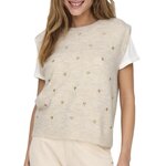 Only Pull Sans  anches  Femme Only  elody. Coloris disponibles : Beige