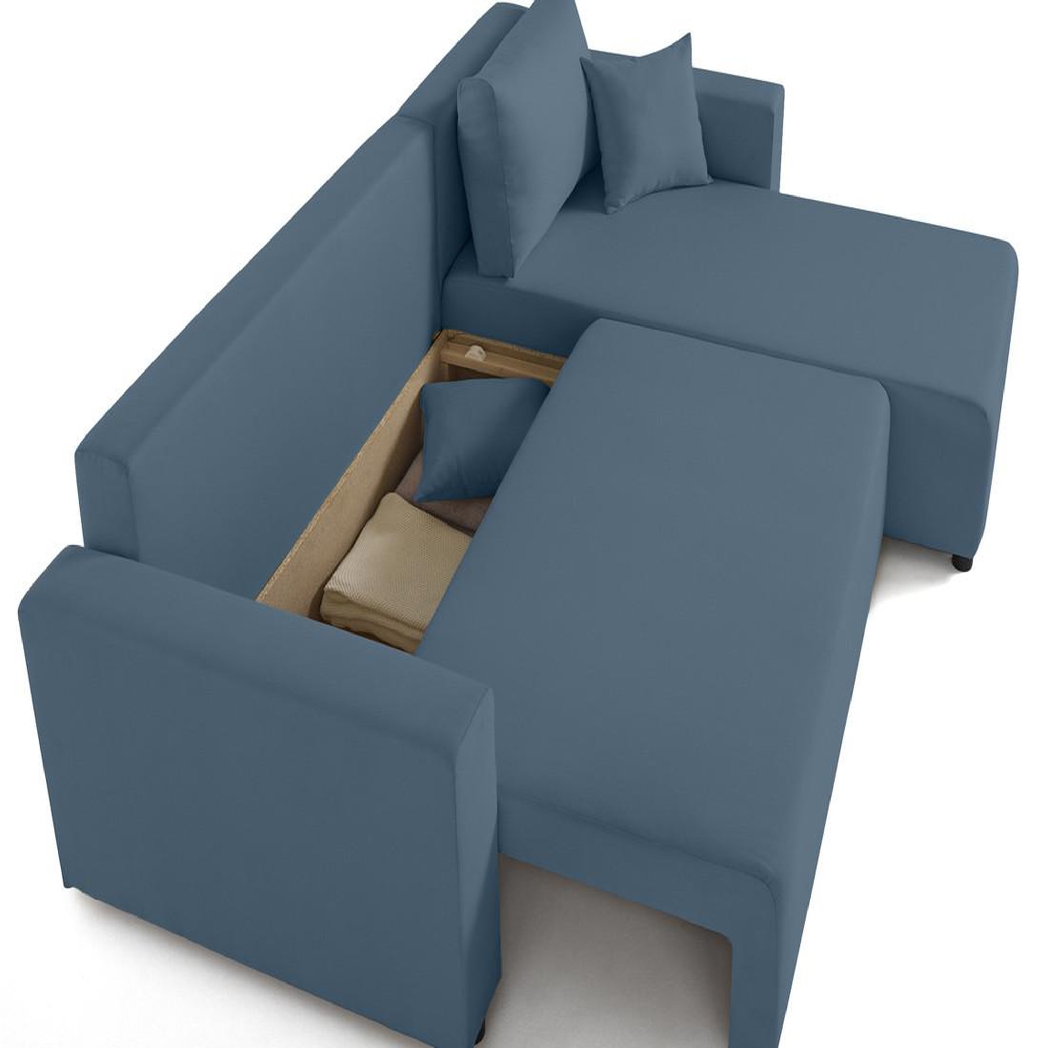 Voir la diapositive 3 : BEST MOBILIER Regala - canapé d'angle réversible - 4 places - convertible avec coffre - en tissu