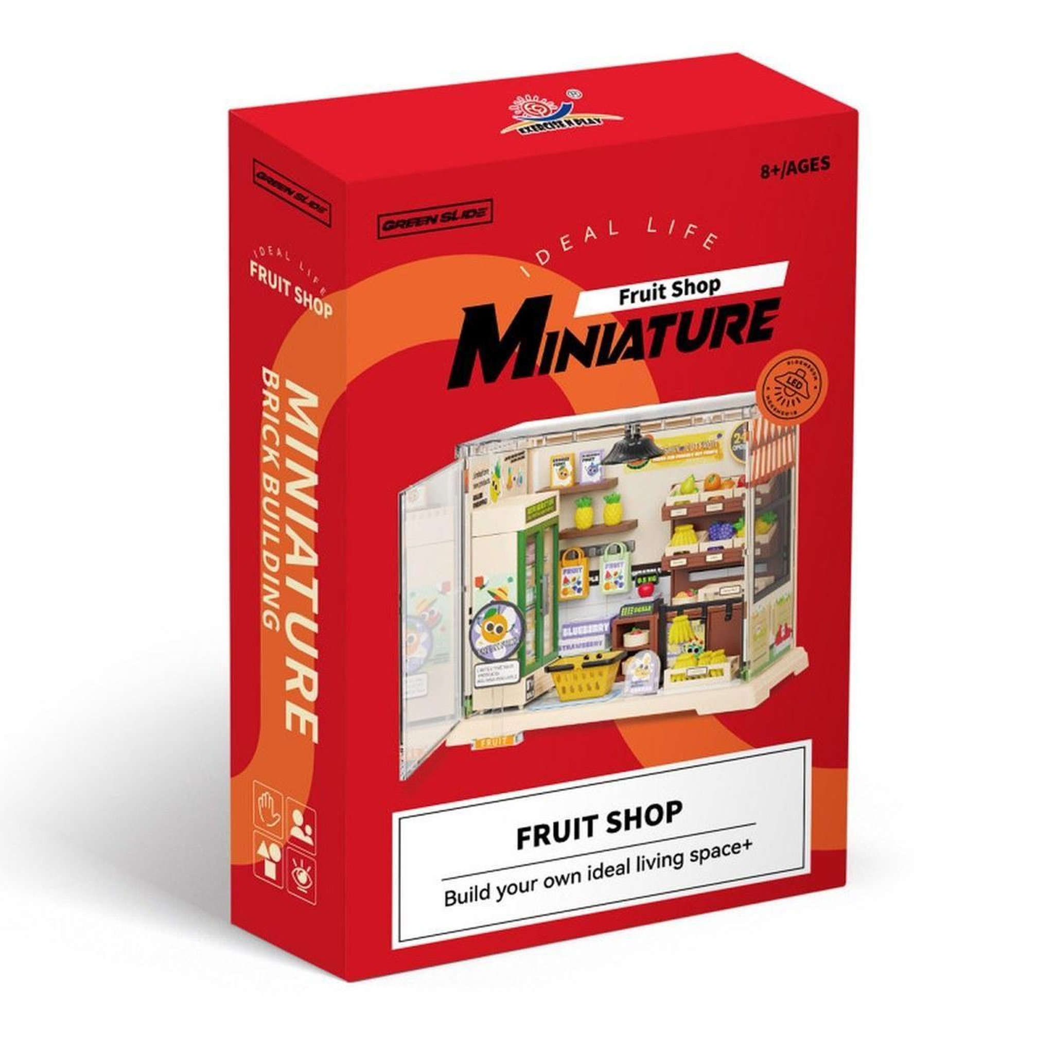 Voir la diapositive 2 : GREENSLIDE Maquette Green Slide - Miniature Empilable - Fruits Shop - LED - 103 pièces