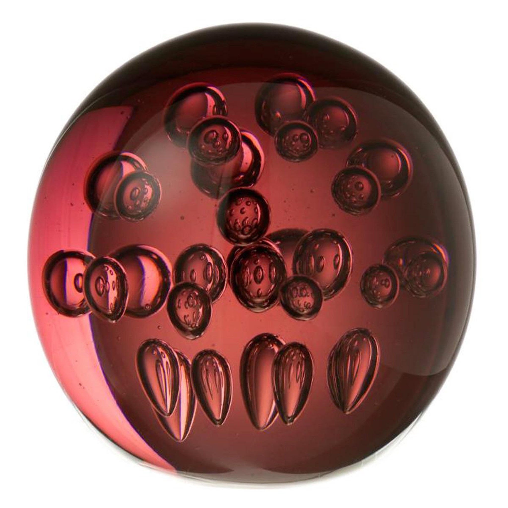 J-LINE Presse-papier en verre  bubles  10cm bordeaux