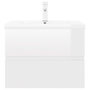 Voir la diapositive 4 : VIDAXL Armoire d'evier lavabo integre blanc brillant bois d'ingenierie