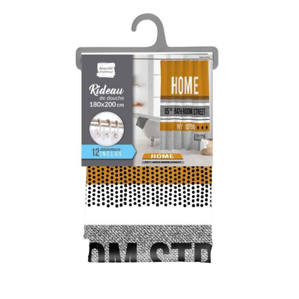 Paris Prix Rideau de Douche  Street  180x200cm Ocre & Gris