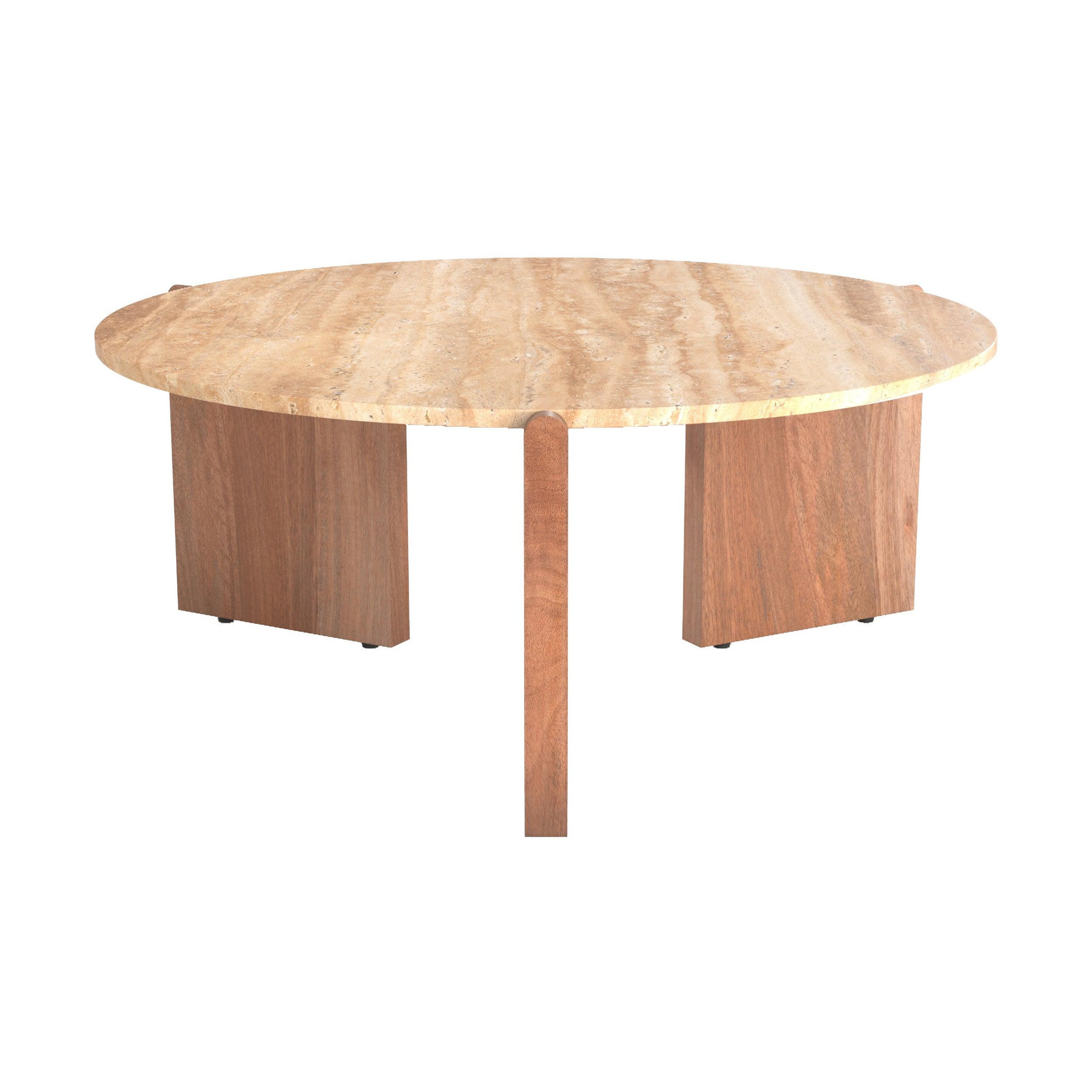 MAISON PAVANE Table basse en travertin et bois d85 cm-sierra