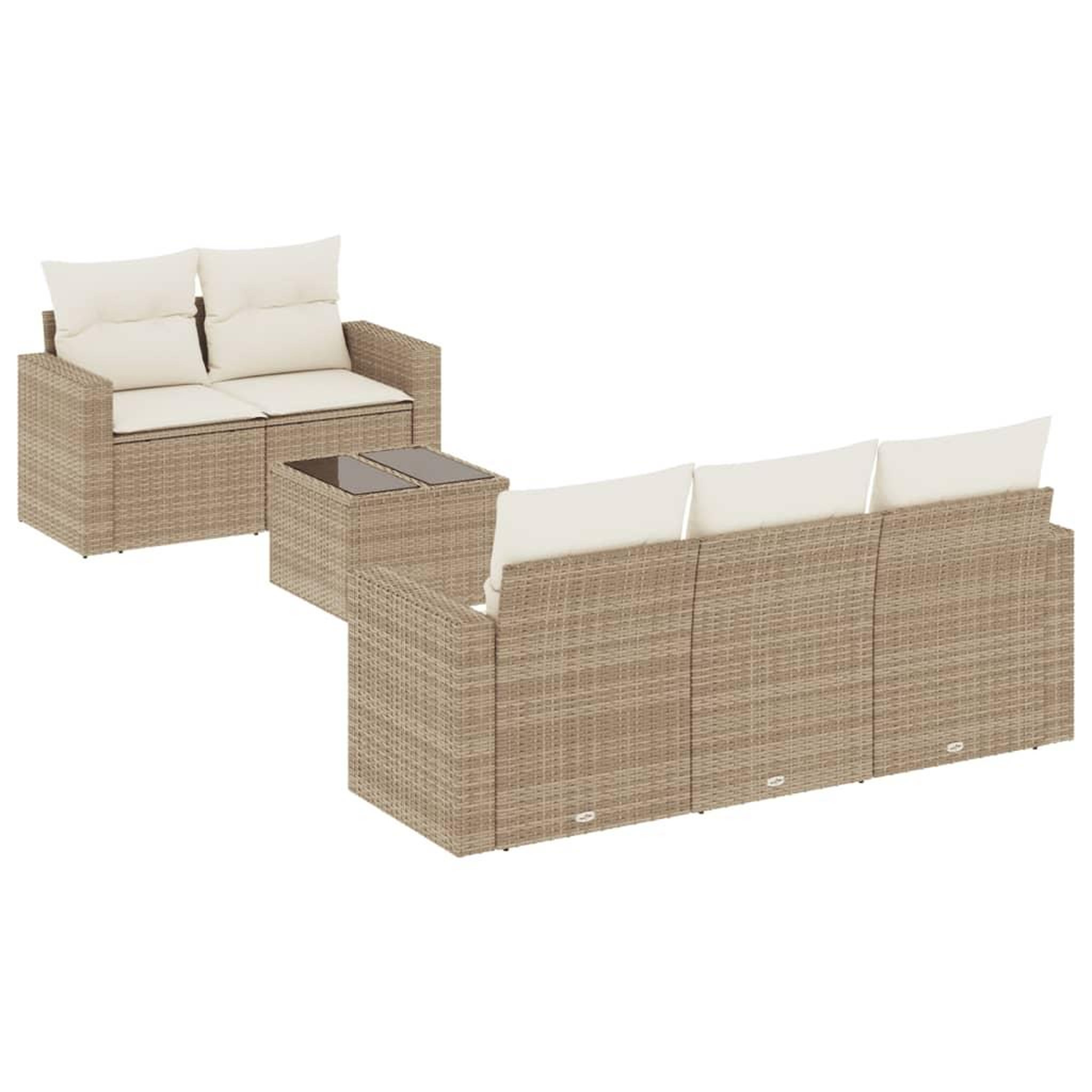 Voir la diapositive 2 : VIDAXL Salon de jardin avec coussins 6 pcs beige resine tressee