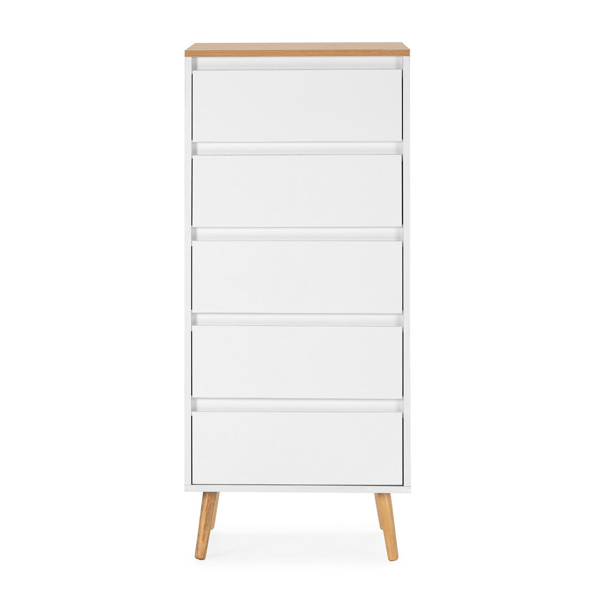Voir la diapositive 4 : VS VENTA-STOCK Commode haute Desi 5 tiroirs couleur Blanc