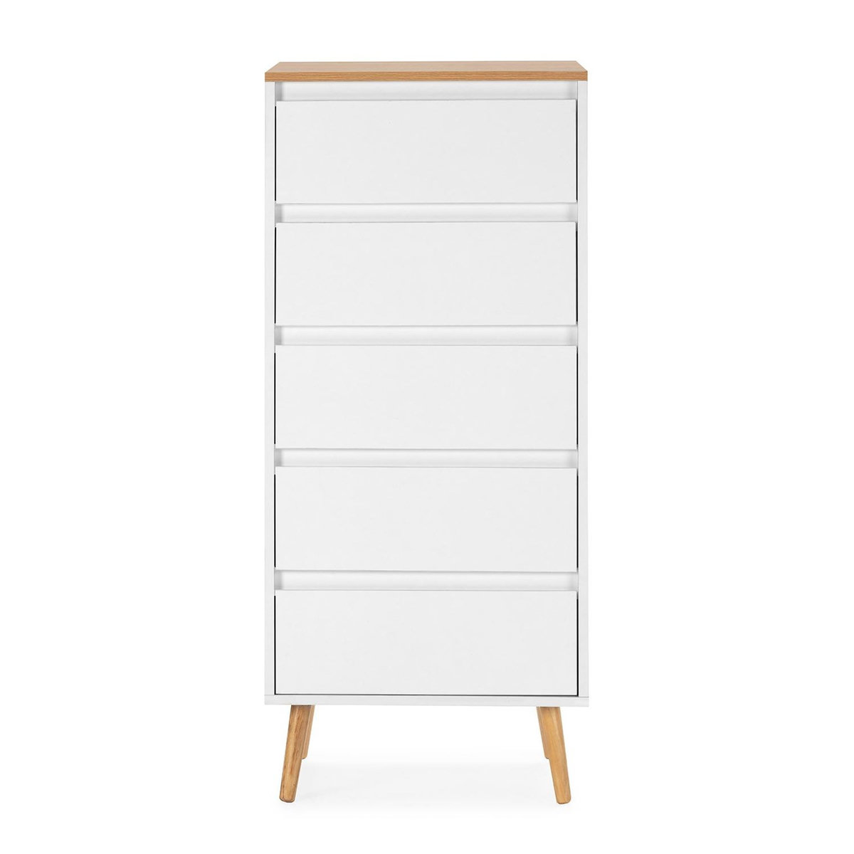 VS VENTA-STOCK Commode haute Desi 5 tiroirs couleur Blanc
