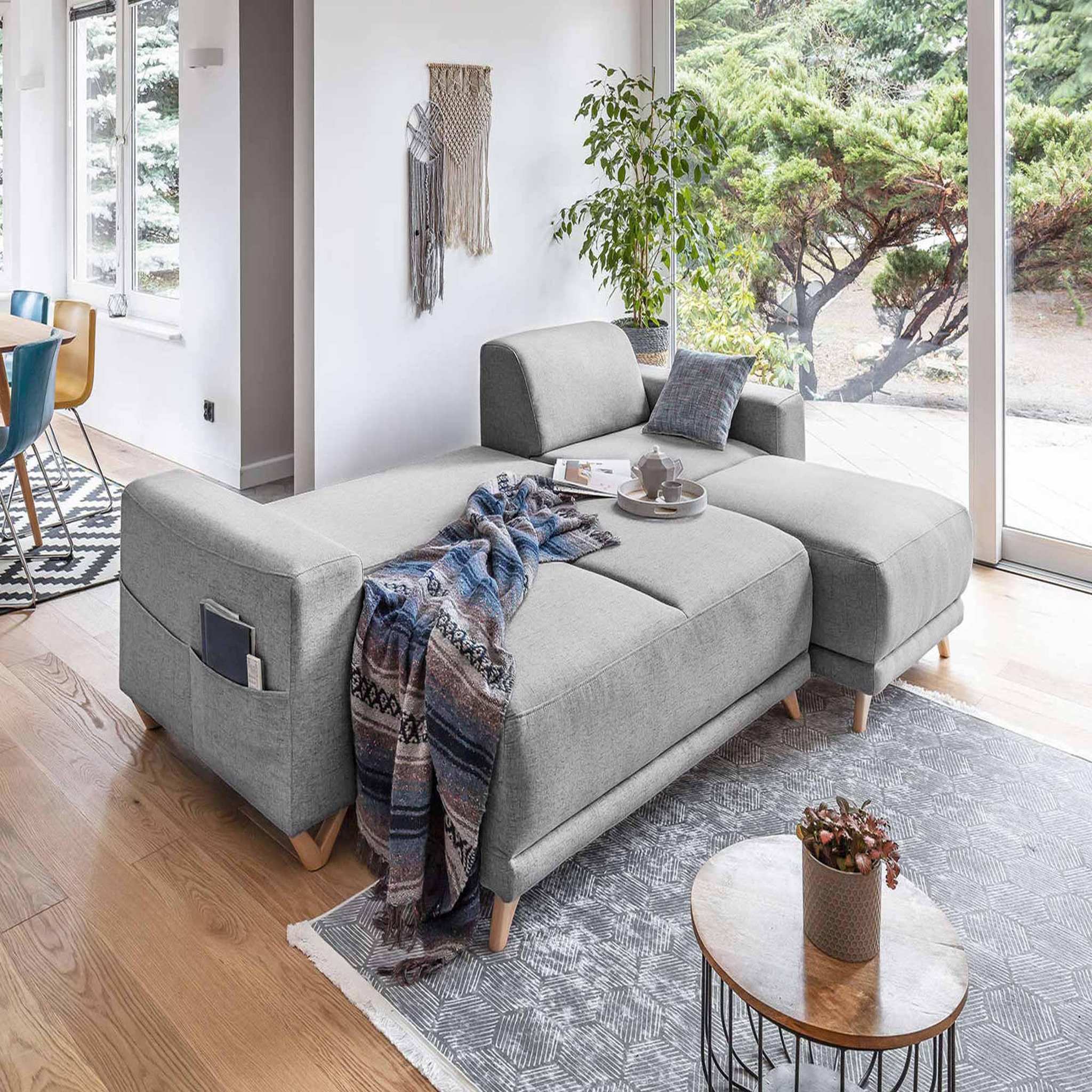 Voir la diapositive 4 : BEST MOBILIER Bella - canapé d'angle réversible convertible - avec coffre - 4 places - tissu