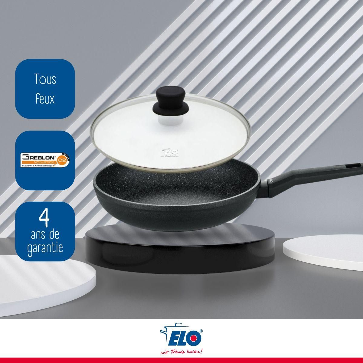ELO Poêle à frire 28 cm et couvercle Elo Granit Solution