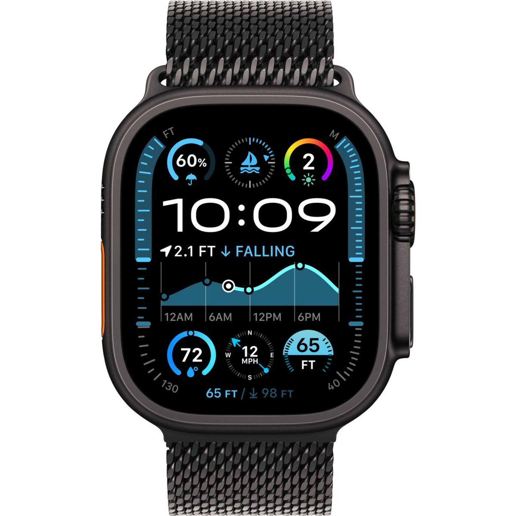Voir la diapositive 2 : APPLE Montre connectée Ultra 2 49mm Noir / Milanais Loop S Cell