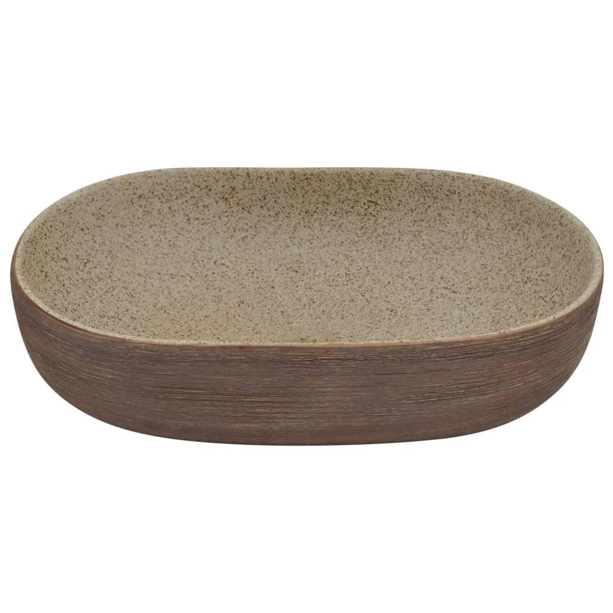 Voir la diapositive 4 : VIDAXL Vasque a poser sable et marron ovale 59x40x14 cm ceramique