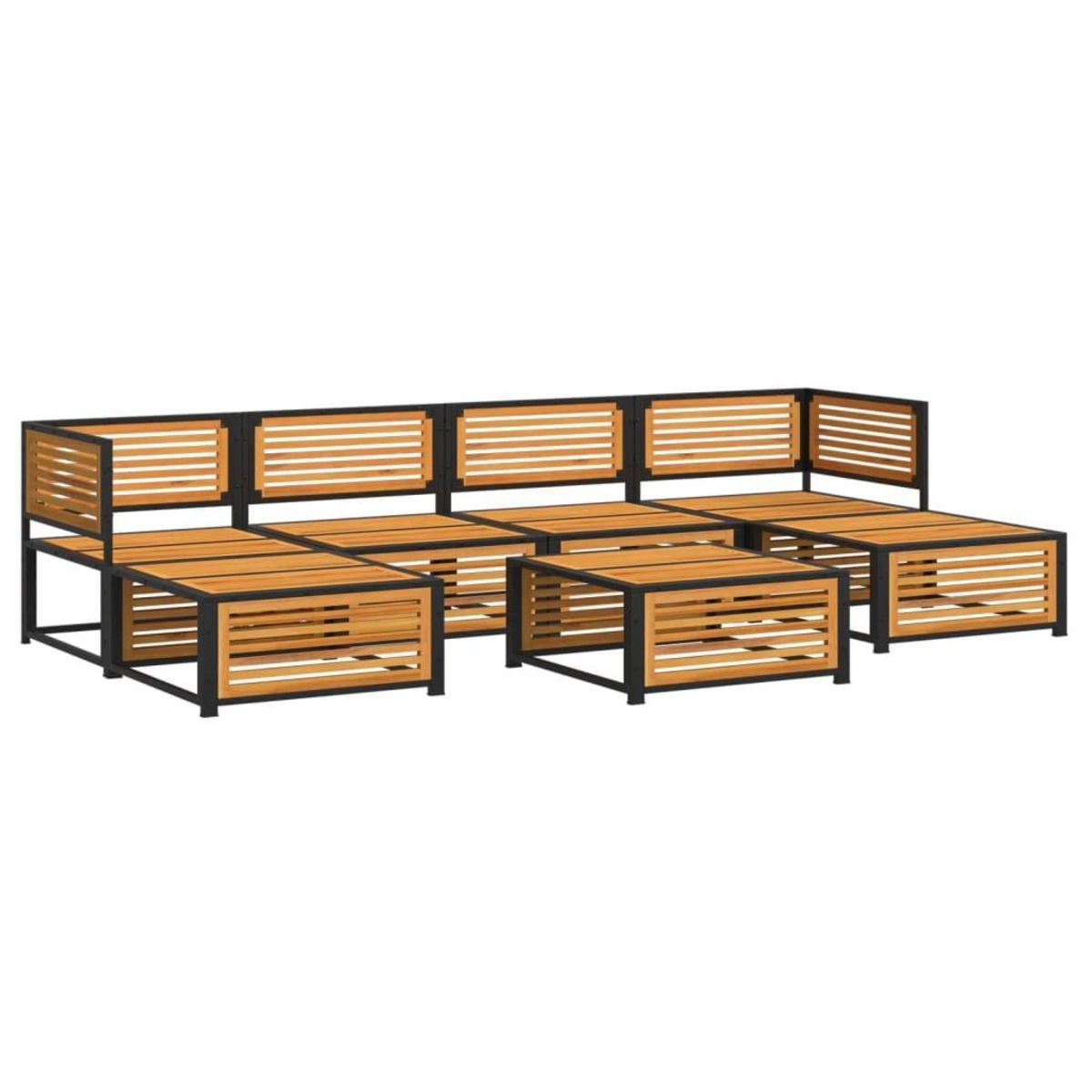 VIDAXL Salon de jardin avec coussins 7 pcs bois massif d'acacia