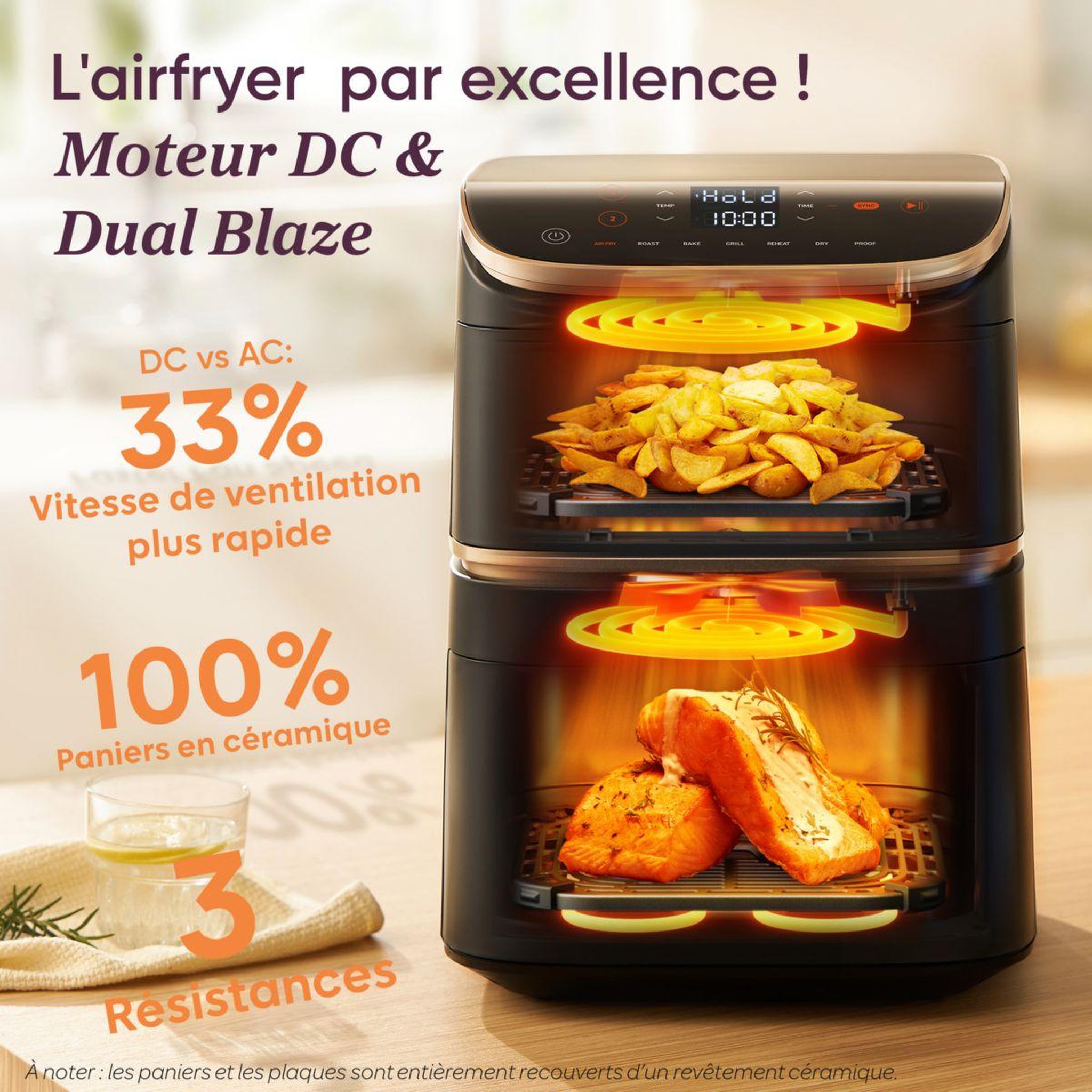 Voir la diapositive 3 : COSORI Friteuse sans huile kosp0040eun turbo tower pro smart, 10,8 l, panier céramique