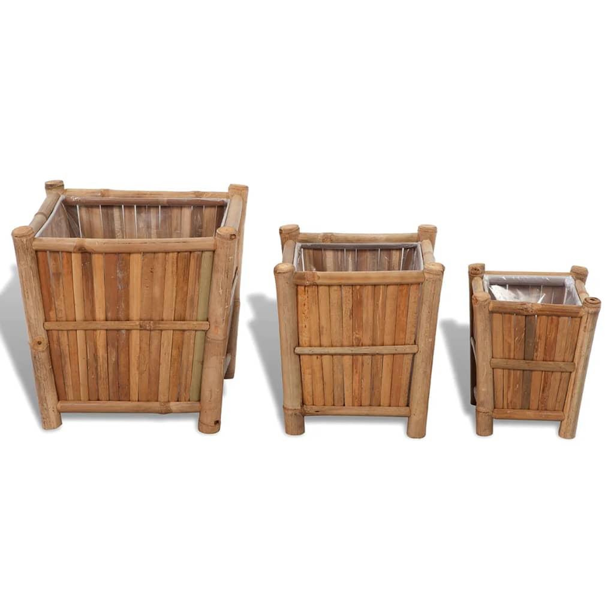 Voir la diapositive 2 : VIDAXL Lits sureleves en bambou avec doublure en nylon 3 pcs