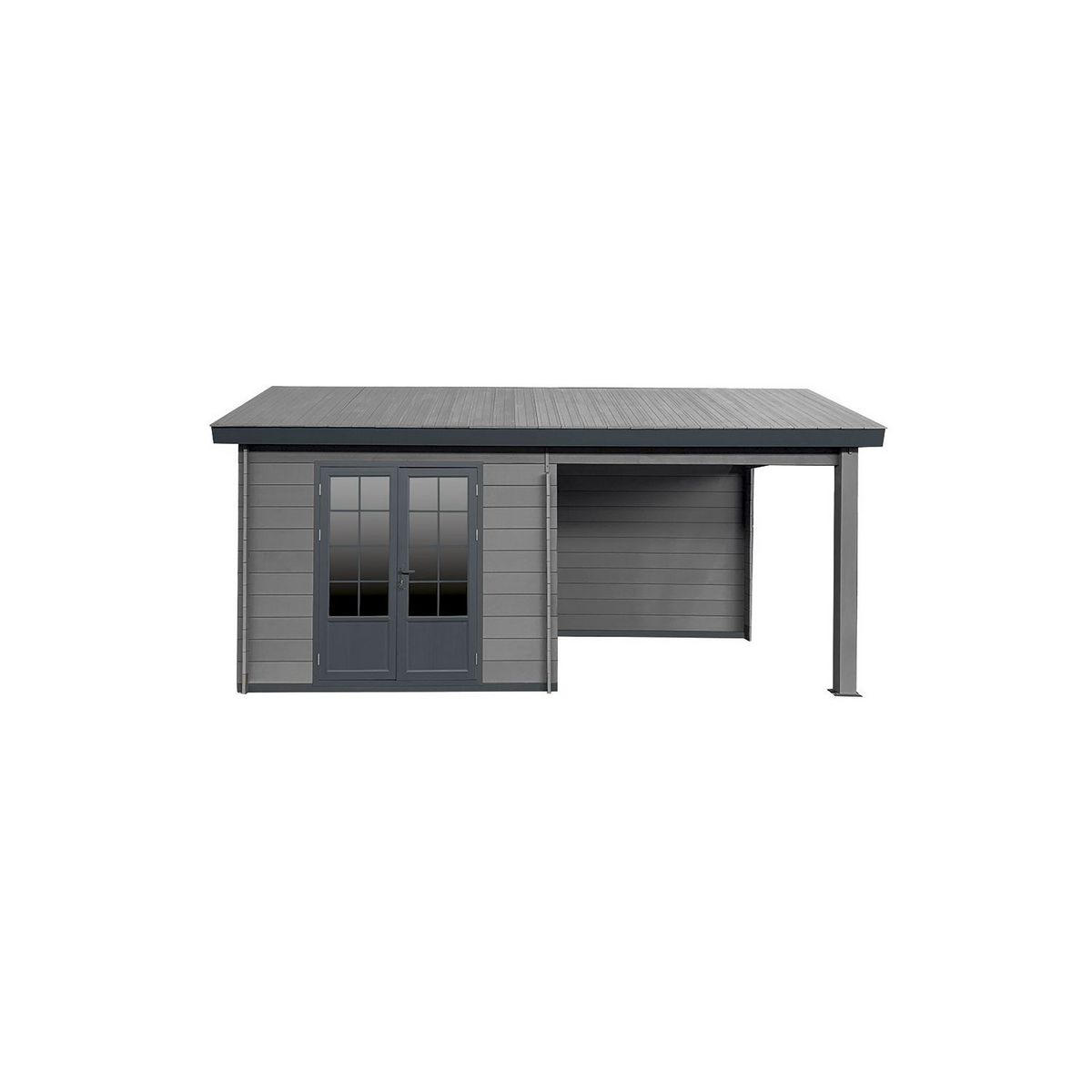 Woodlife garden Abri de jardin composite 9m2+terrasse 9m2 - gris  