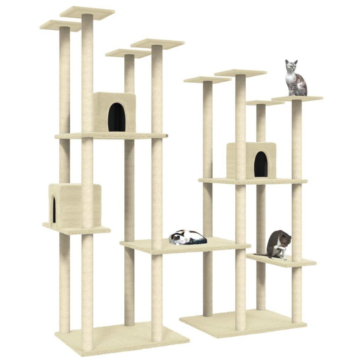 VIDAXL Arbre a chat avec griffoirs en sisal Creme 174 cm
