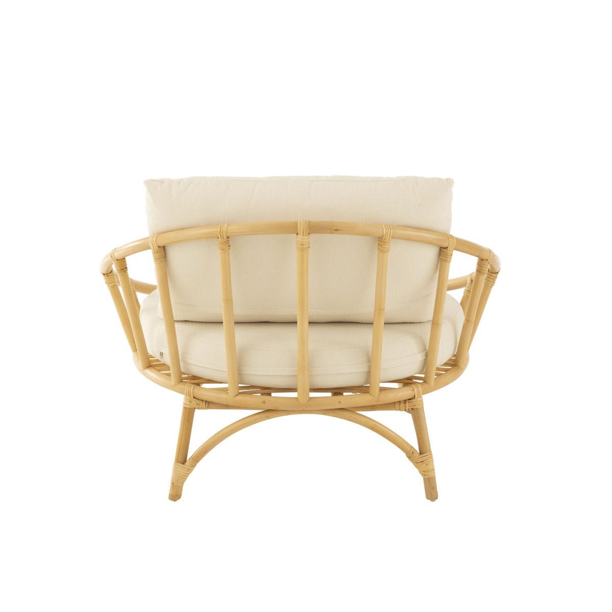 Voir la diapositive 4 : J-LINE Fauteuil Rond Rotin & Coussin  Howard  98cm Naturel