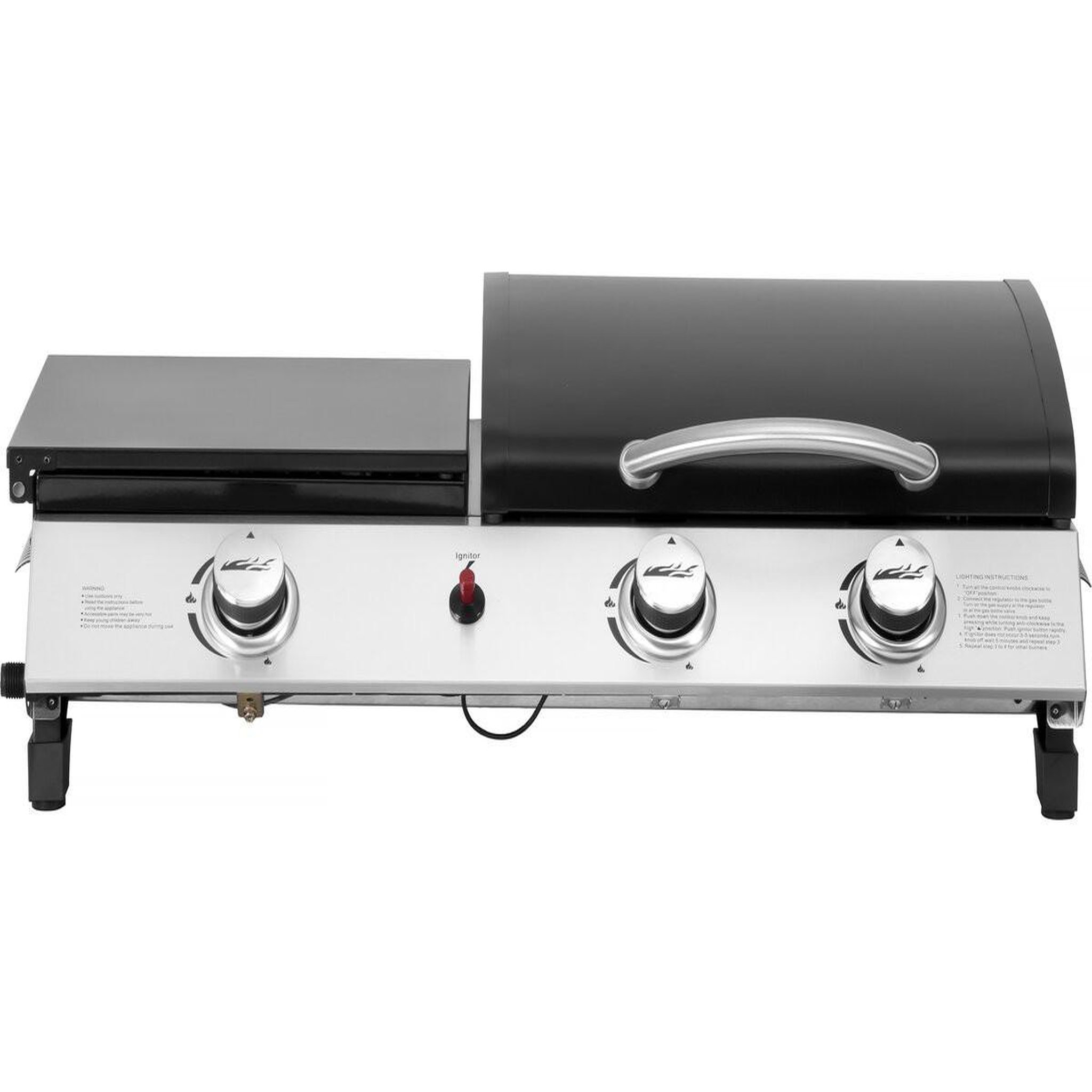Habitat et Jardin Plancha gaz avec couvercle  rasio  - 7.5 kw - 3 brûleurs - noir