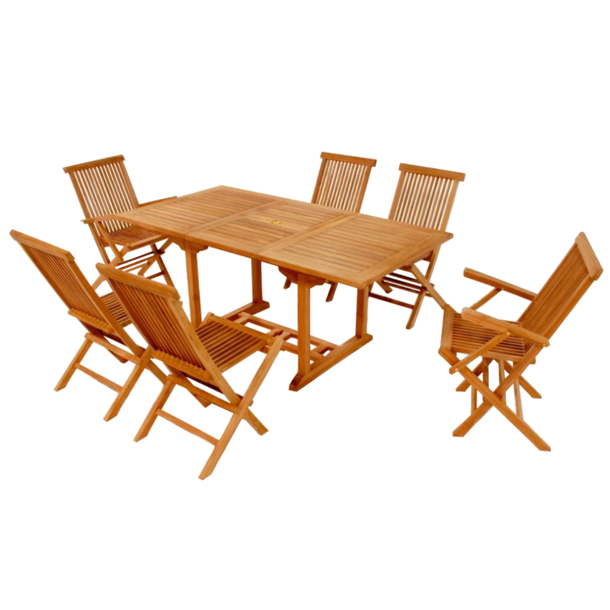 CONCEPT USINE Table rectangulaire 4 chaises et 2 fauteuils en teck huilé LUBOK