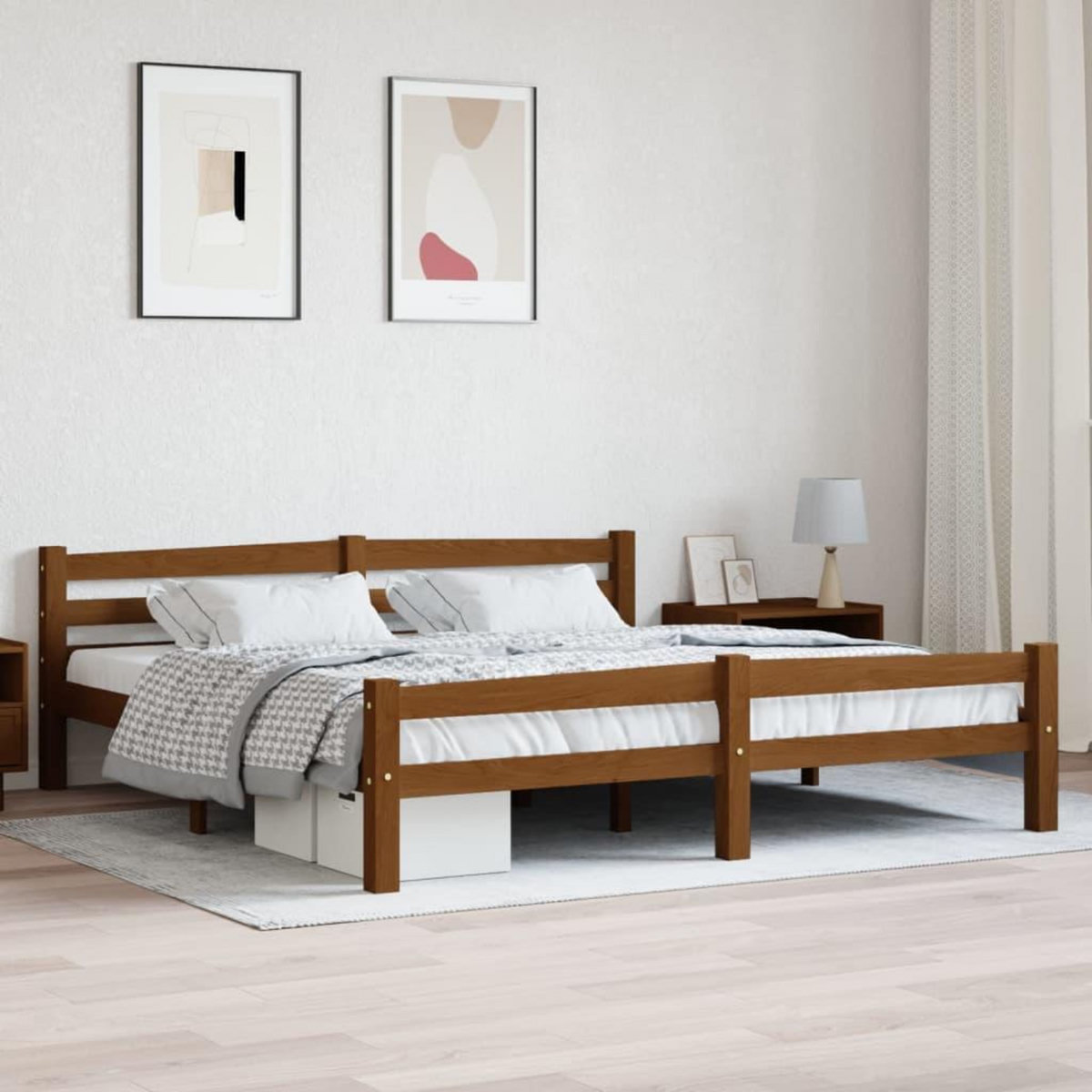VIDAXL Cadre de lit sans matelas marron miel bois massif pin 180x200cm