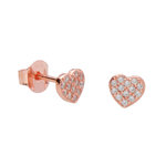 L'ATELIER D'AZUR Boucles d'Oreilles Argent 925/000 Rose Gold - Coeur Pavé de Zirconiums