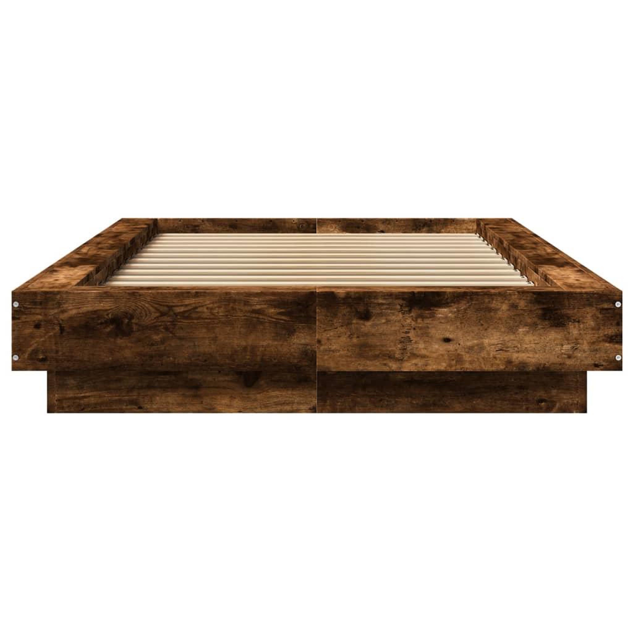 Voir la diapositive 5 : VIDAXL Cadre de lit et lumieres LED sans matelas chene fume 90x190 cm