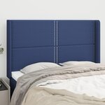 VIDAXL Tete de lit avec oreilles Bleu 147x16x118/128 cm Tissu