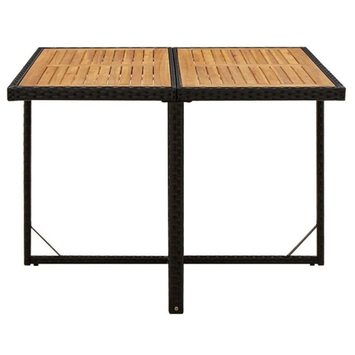 VIDAXL Table de jardin Noir 109x107x74 cm Résine tressée bois massif