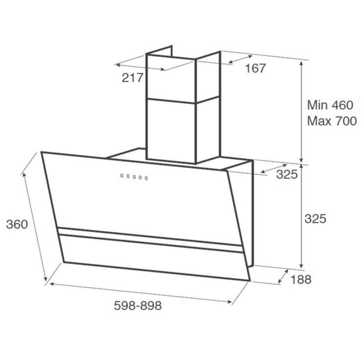 ELICA Hotte décorative inclinée 90cm 613m3/h noir - prf0119828