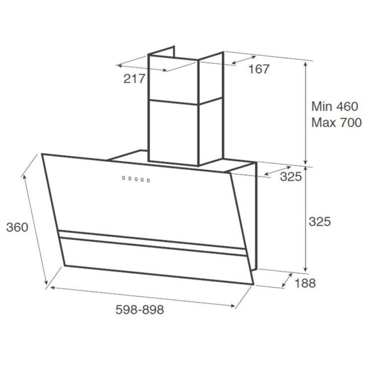 ELICA Hotte décorative inclinée 90cm 613m3/h noir - prf0119828