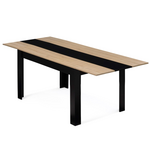 ID MARKET Table à manger extensible rectangle GEORGIA 6-10 personnes noire et imitation hêtre 140-220 x 90 cm