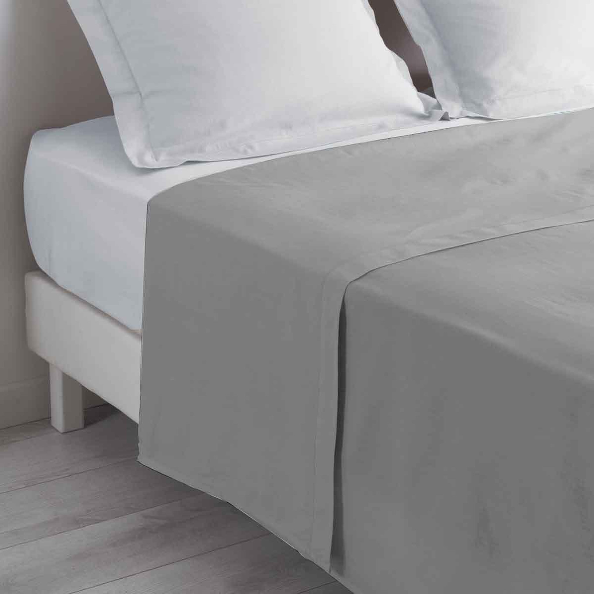 Douceur d'Intérieur Drap Plat en Coton  Biolina  180x290cm Gris