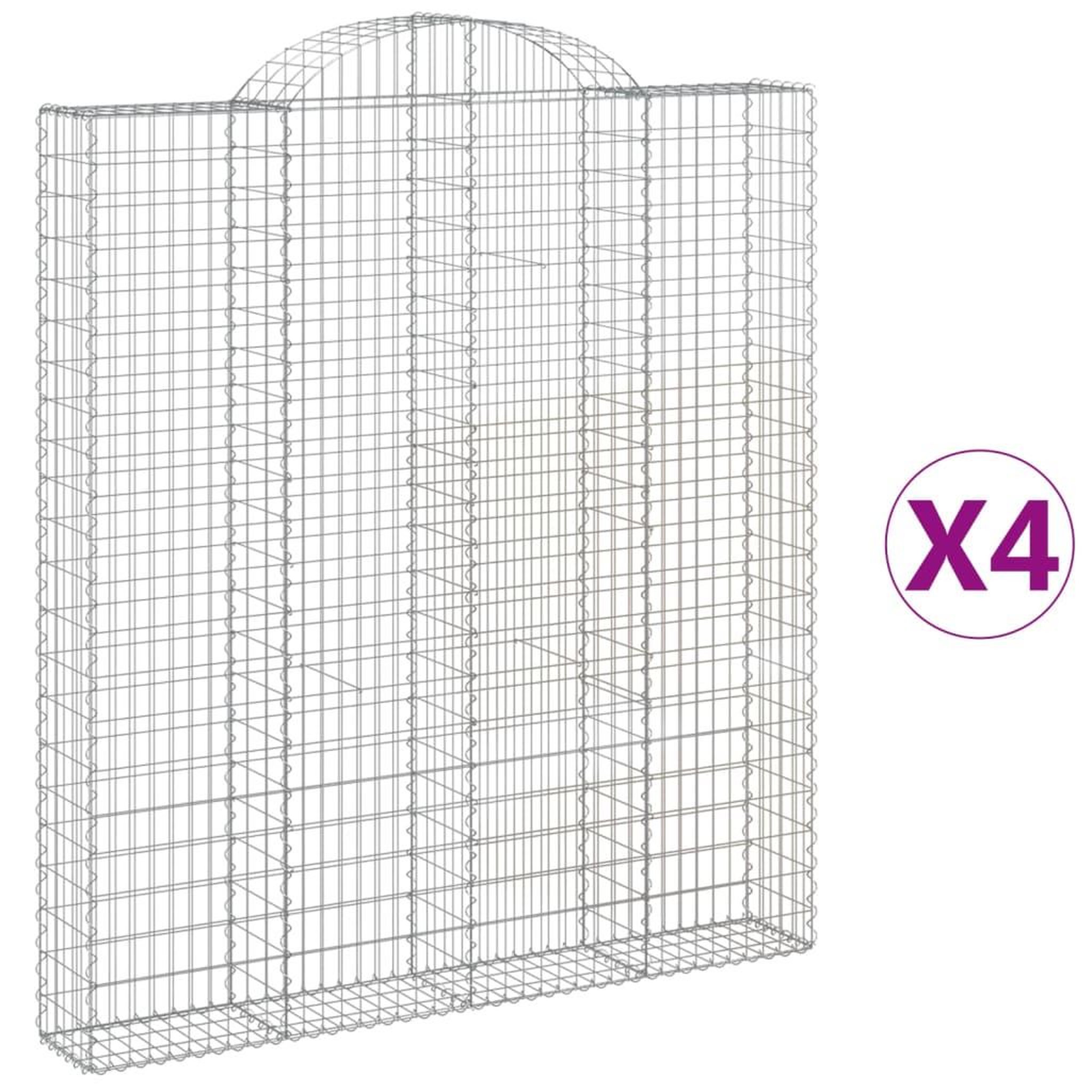Voir la diapositive 2 : VIDAXL Paniers a gabions arques 4 pcs 200x30x220/240 cm fer galvanise