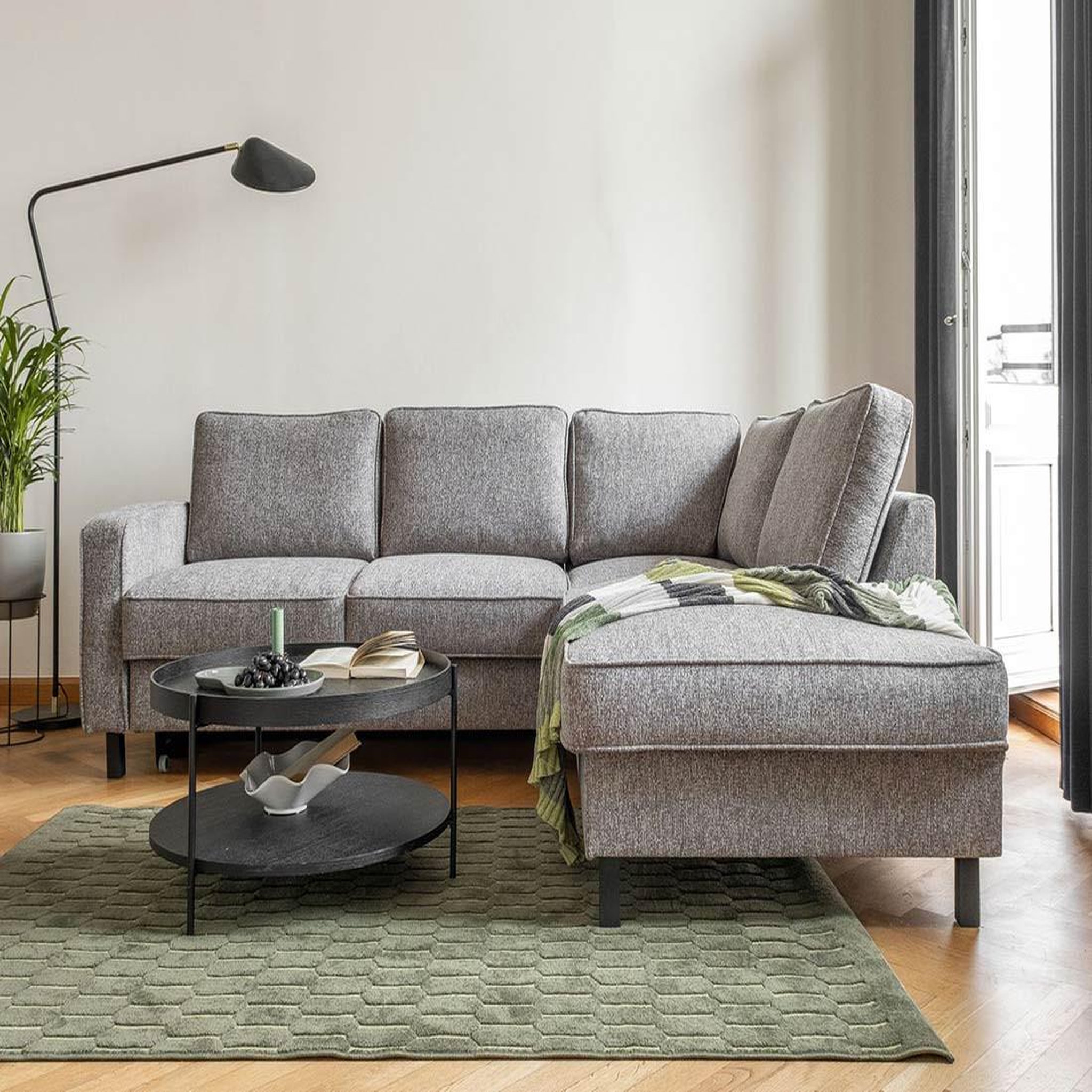 Voir la diapositive 6 : BEST MOBILIER Molly - canapé d'angle droit 5 places convertible en tissu