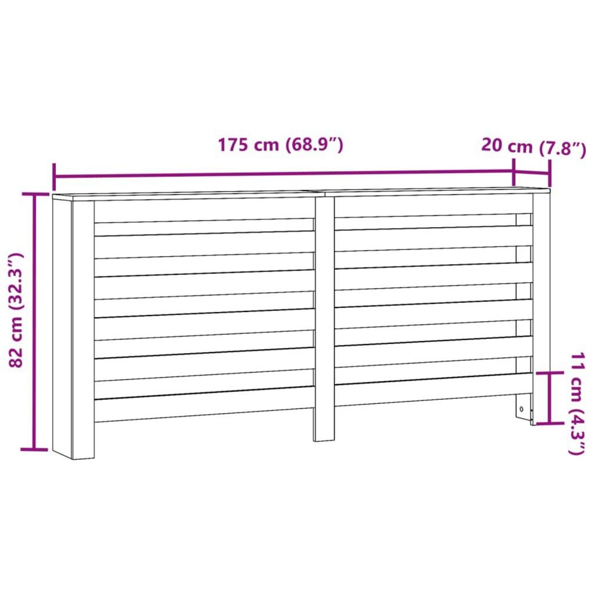 VIDAXL Cache-radiateur vieux bois 175x20x82 cm bois d'ingenierie